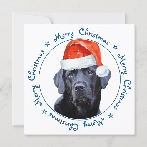 Merry Christmas Dog Black Labrador Retriever Holiday Card
