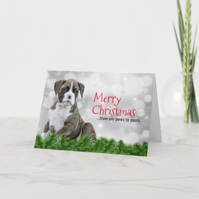 Merry Christmas Dog Cards - Boxer Holiday Dog (Front)