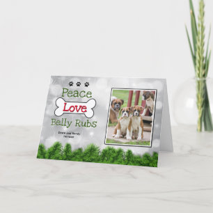 Merry Christmas Dog Cards- Peace, Love Belly Rubs Letterpress Thank You Card