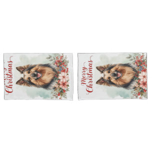 Merry Christmas Dog Cozy Winter Bedroom Bedding Pillow Case
