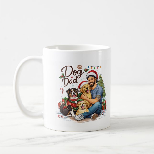 Merry Christmas Dog Dad Mug – Funny Holiday Gift f (Left)