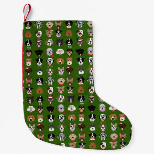 Merry Christmas Dog Face Pattern Small Christmas Stocking