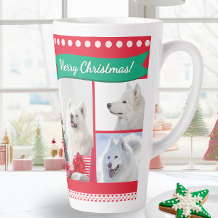 Merry Christmas Dog Mom Pet Photos Personalized Latte Mug