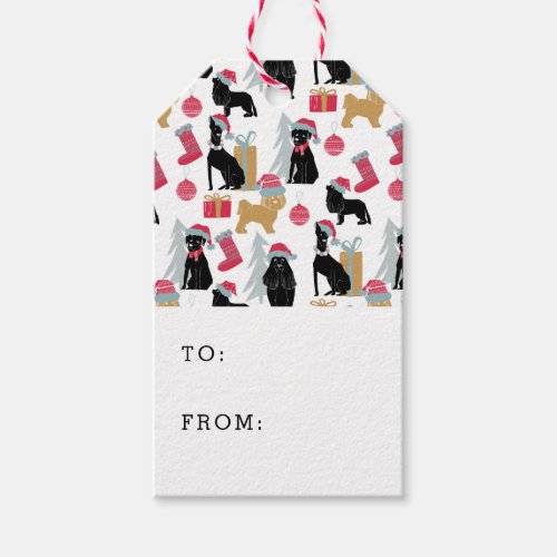 Merry Christmas Dog Pattern Gift Tags