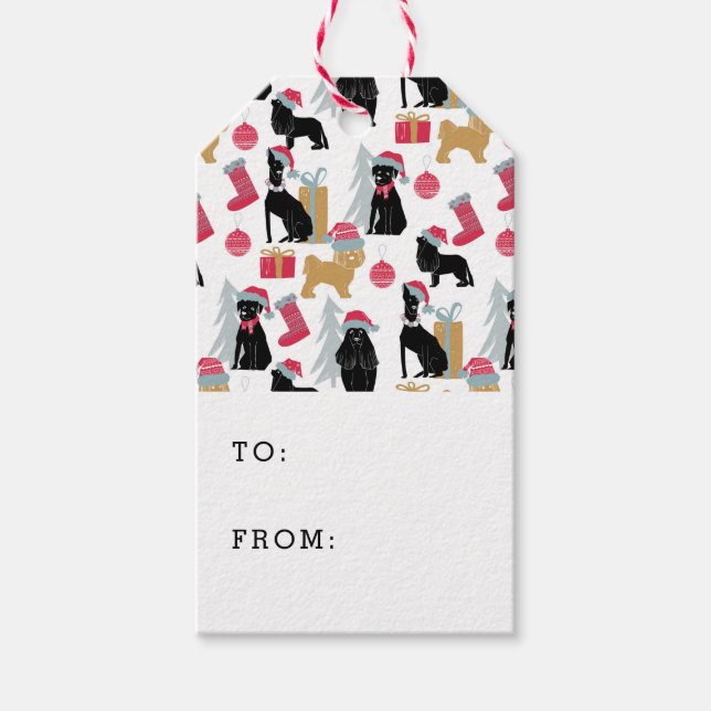 Merry Christmas Dog Pattern Gift Tags (Front)