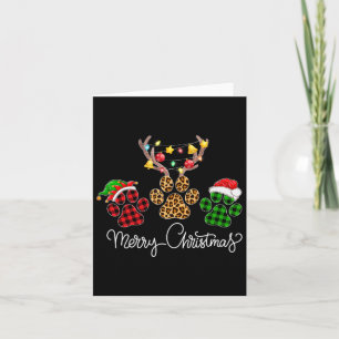 Merry Christmas Dog Paws Lights Buffalo Plaid And Card
