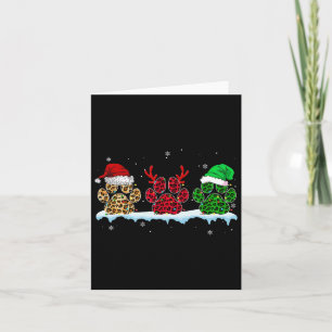Merry Christmas Dog Paws Santa Hat Lights Leopard Card