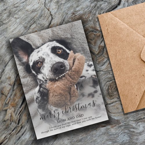 Merry Christmas Dog Photo Greeting From Rescue Dog Holiday Card