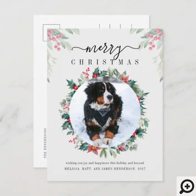 Merry Christmas Dog Photo Mistletoe Holiday Postcard (Creator Uploaded)