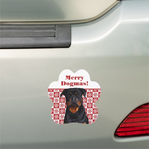 Merry Christmas Dog Rottweiler Dogmas Red Festive Car Magnet
