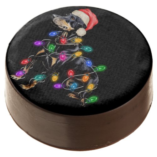 Merry Christmas Dog Tangled in Lights Chocolate Covered Oreo