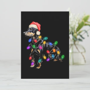 Merry Christmas Dog Tangled in Lights Holiday Card