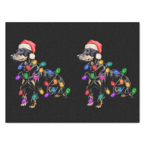 Merry Christmas Dog Tangled in Lights Tissue Paper