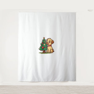 Merry Christmas Dog with nice Tree for Adults and Tapestry