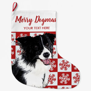 Merry Christmas Dogmas Border Collie Festive Dog Large Christmas Stocking