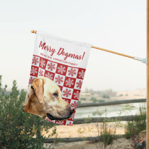 Merry Christmas Dogmas Yellow Lab Festive Dog Red House Flag