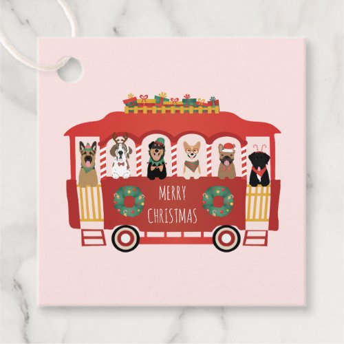 Merry Christmas Dogs Holiday Trolly Favor Tags