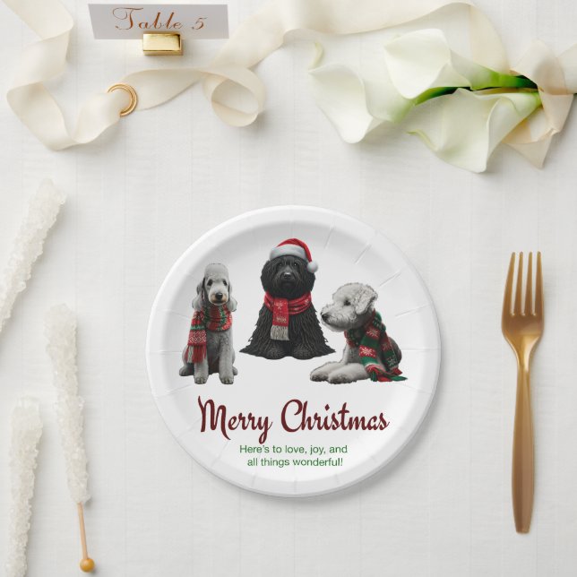 Merry Christmas Dogs Paper Plates (Wedding)