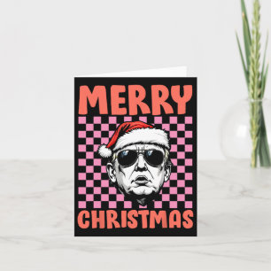 Merry Christmas Donald Trump Santa Checkered Holid Card