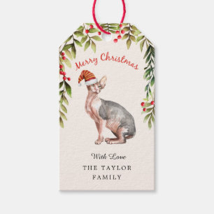 Merry Christmas Donskoy Cat Lovers Gift Tags