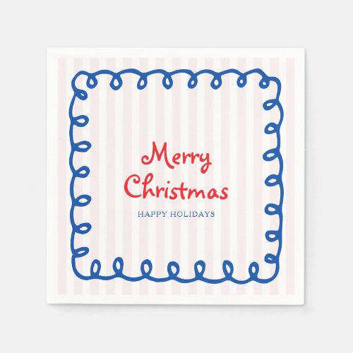 Merry christmas doodle cute holiday napkins
