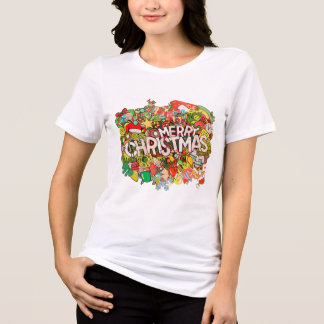 Merry Christmas Doodle Extravaganza Tri-Blend Shirt