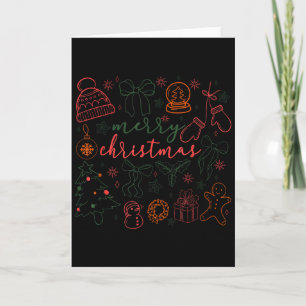 Merry Christmas Doodle Xmas Tree Gingerbread Men W Card