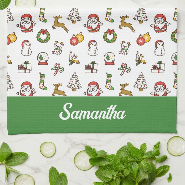 Merry Christmas Doodles Kitchen Towel (Folded)