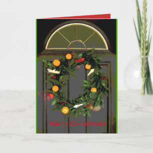 Merry Christmas Door Wreath greeeting card
