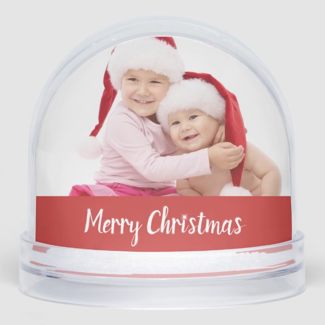 Merry Christmas Double Photo Snow Globe (Front)