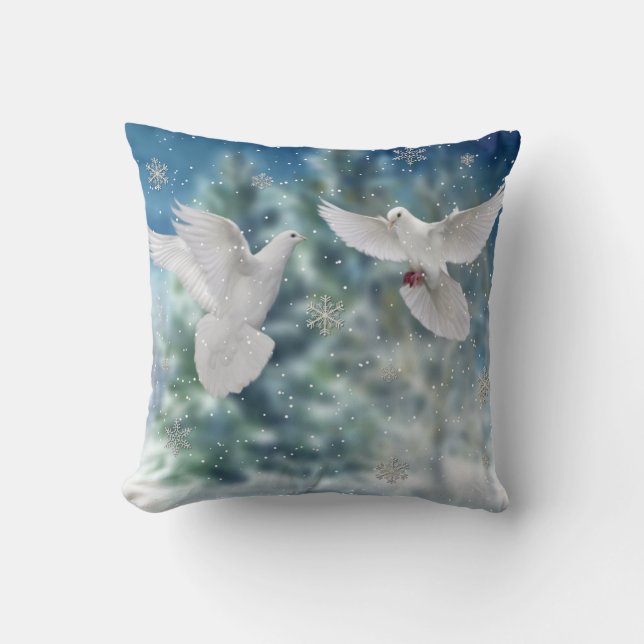 Merry Christmas doves pillow (Front)