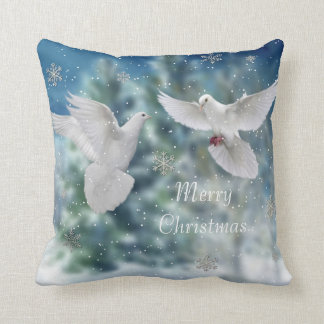 Merry Christmas doves pillow