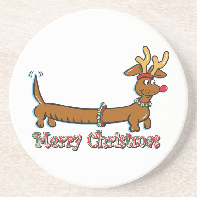 Merry Christmas Doxie Coaster (Front)