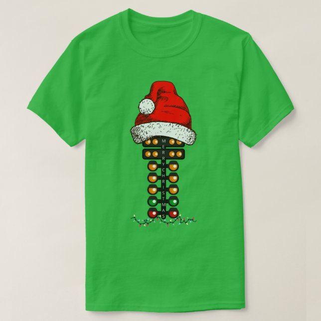 Merry Christmas Drag Racing Christmas Tree Santa H T-Shirt (Design Front)