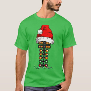 Merry Christmas Drag Racing Christmas Tree Santa H T-Shirt