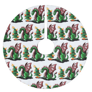 Merry Christmas Dragon Brushed Polyester Tree Skirt