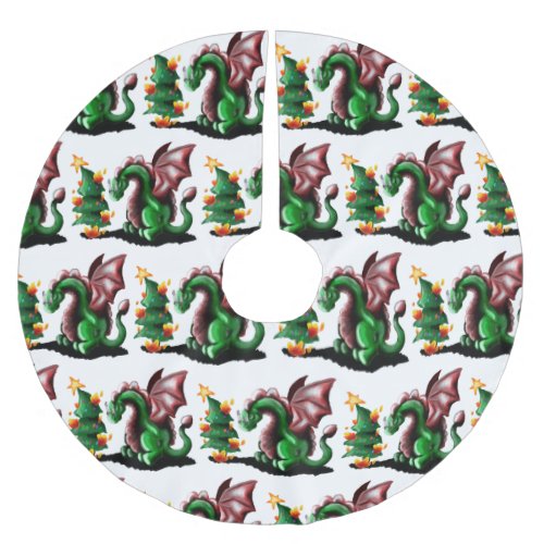 Merry Christmas Dragon Brushed Polyester Tree Skirt