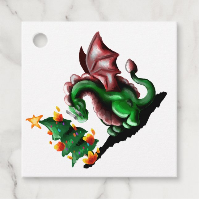 Merry Christmas Dragon Favor Tags (Front)