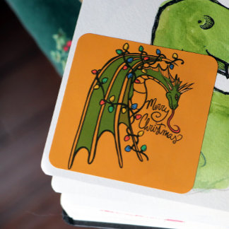 Merry Christmas Dragon Geek Holidays               Square Sticker
