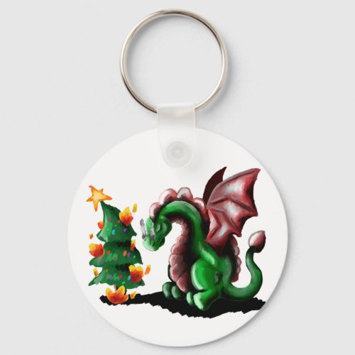 Merry Christmas Dragon Keychain