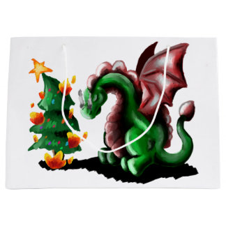Merry Christmas Dragon Large Gift Bag