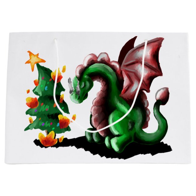 Merry Christmas Dragon Large Gift Bag (Front)