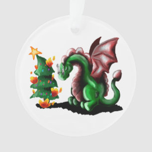 Merry Christmas Dragon Ornament