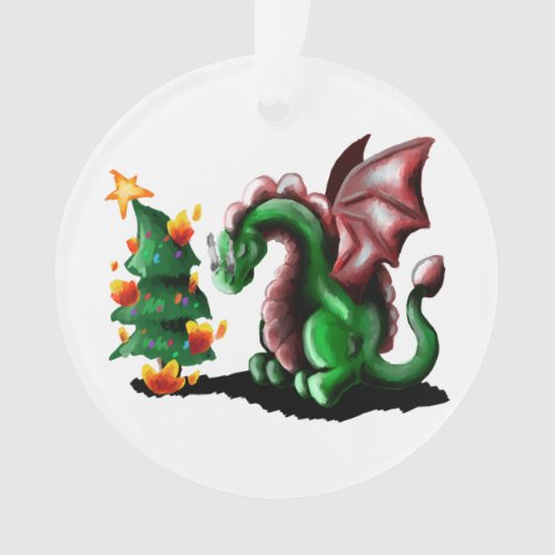 Merry Christmas Dragon Ornament