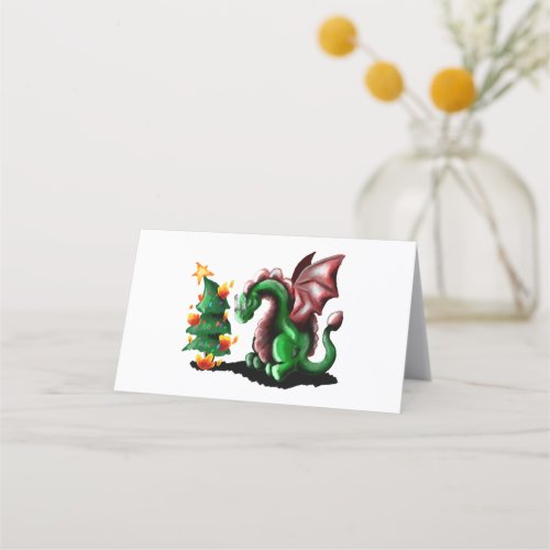 Merry Christmas Dragon Place Card