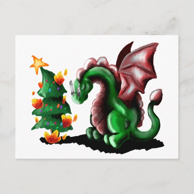 Merry Christmas Dragon Postcard (Front)