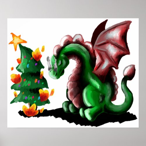 Merry Christmas Dragon Poster
