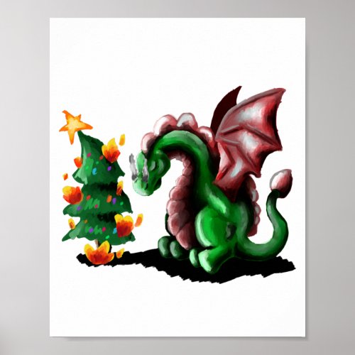 Merry Christmas Dragon Poster