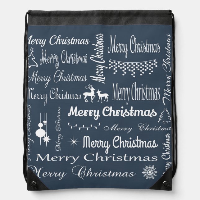 Merry Christmas Drawstring Bag (Front)
