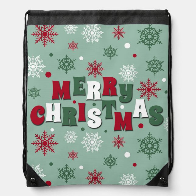 Merry Christmas Drawstring Bag (Front)